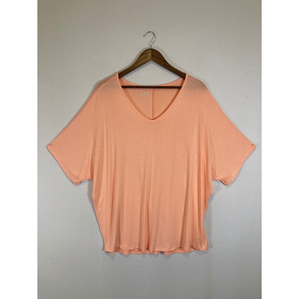 Boho 24/7 by Maurices Womens Large Peach V-Neck Dolman Sleeve Relaxed Tunic Tee